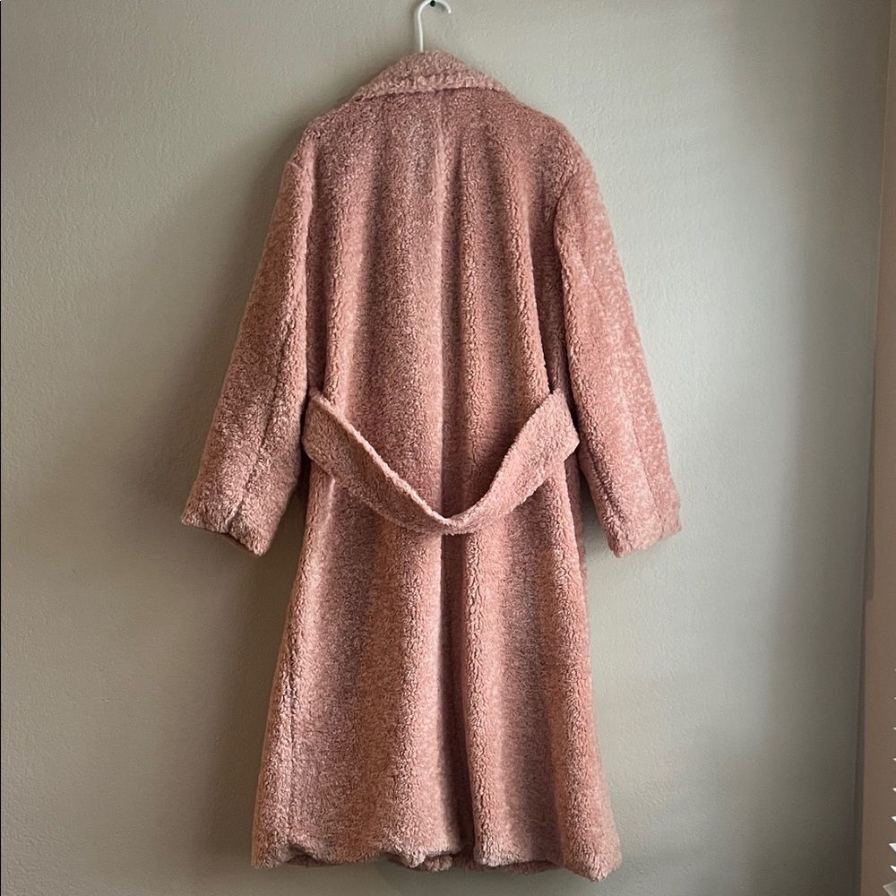 NWOT Mulla Long Teddy Bear Coat in Blush/Pink with Pockets in Size L - Picture 6 of 14